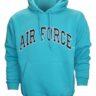 Air Force Embroidered Applique on Turquoise Fleece Pullover Hoodie