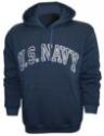 U.S. Navy Embroidered Applique on Blue Fleece Pullover Hoodie