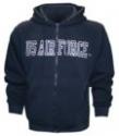 Air Force Embroidered Applique on Blue Fleece Zip Up Hoodie