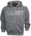 U.S. Navy Embroidered Applique on Grey Fleece Zip Up Hoodie