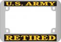 US ARMY RETIRED GOLD ON BLACK CHROME LICENSE PLATE FRAME