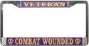 PURPLE HEART COMBAT WOUNDED VETERAN CHROME LICENSE PLATE FRAME