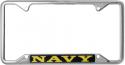 NAVY GOLD ON BLUE SIMPLE CHROME LICENSE PLATE FRAME