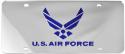 US AIR FORCE SYMBOL MIRRORED INLAID PLASTIC LICENSE PLATE