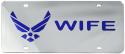 US AIR FORCE SYMBOL WIFE MIRRORED INLAID PLASTIC LICENSE PLATE
