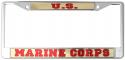 US MARINE CORPS MIRRORED INLAID PLASTIC LICENSE PLATE FRAME