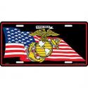 Marines EGA with USA Flag License Plate