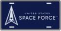 United States Space Force on Blue Metal License Plate