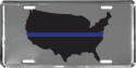 UNITED STATES MAP BLUE STRIPE LICENSE PLATE