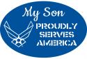 MY SON PROUDLY SERVES AIRFORCE OVAL MAGNET