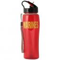 MARINES Block Font in Yellow Imprinted on Red Water Bottle