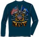 DOUBLE FLAG EAGLE NAVY LONG SLEEVE T-SHIRT