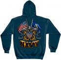 DOUBLE FLAG EAGLE NAVY HOODED SWEATSHIRT