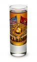 DOUBLE FLAG GOLD MARINE CORPS SHOT GLASS