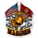 DOUBLE FLAG GOLD GLOBE MARINE CORPS DECAL