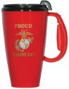 Pround Marine Dad 16 oz Travel Mug with Black Lid