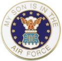 My Son is in the Air Force with Crest Round Lapel Pin 