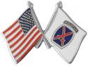 Army USA Flag and 10th Mountain Division Crossed Flag Lapel Pin 