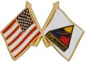 Army USA Flag 1st AD Crossed Flag Lapel Pin