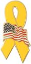 Yellow Ribbon with American Flag Lapel Pin 