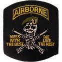 Army Airbore Mess w/best, die like the rest (Black) Patch