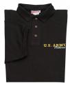 US Army Retired Direct Embroidered Black Polo Shirt