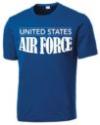 United States Air Force Design Full Front on Performance T-Shirt. Available colo