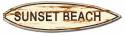 Sunset Beach Surf Board Wood Print All Medal Sign