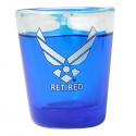 Retired Air Force Wing Logo on Clear/Blue Shot Glass