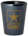 ARMY STAR GOLD IMPRINT 1.5OZ LUSTER BLACK SHOT GLASS