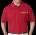 Semper Fi Embroidered on Red Polo Shirt.