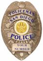 San Diego (Policeman) Department Badge All Metal Sign  -  With Badge Number