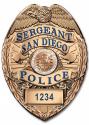 San Diego Police (Sergeant) Department Badge All Metal Sign  (With Badge Number)