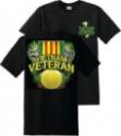 Patriotic and Veteran Vietnam Veteran with Map Silk Screen Black Tee Shirt