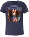 Proud American Design Silk Screen on Blue T-Shirt