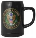 US ARMY CREST 20OZ BLACK STEIN STONEWARE TANKARD