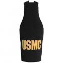 USMC Black with Yellow Puff Ink Zipper Bottle Koozie