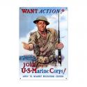 Want Action? USMC  Large Medal Sign