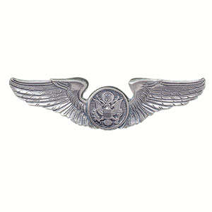 USAF BASIC AIRCREW WINGS BADGE SILVER OXIDIZED FULL SIZE