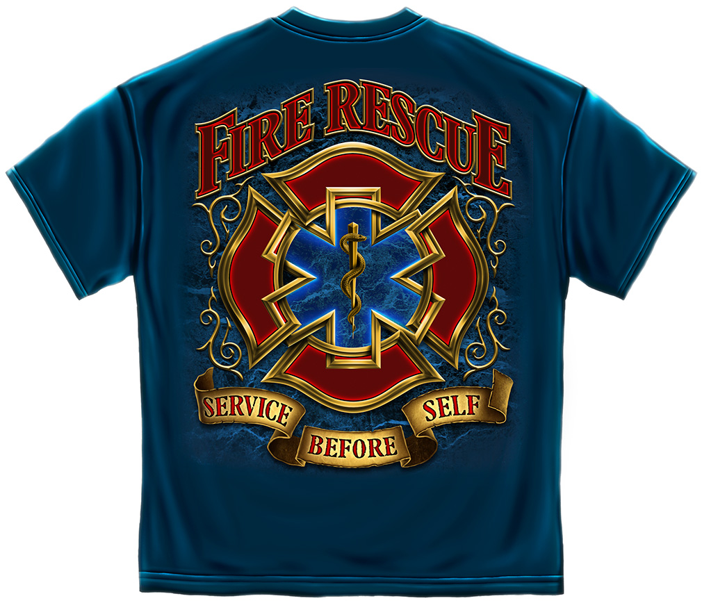 Firefighters, Fire Rescue Service Before Self - blue short sleeve T ...