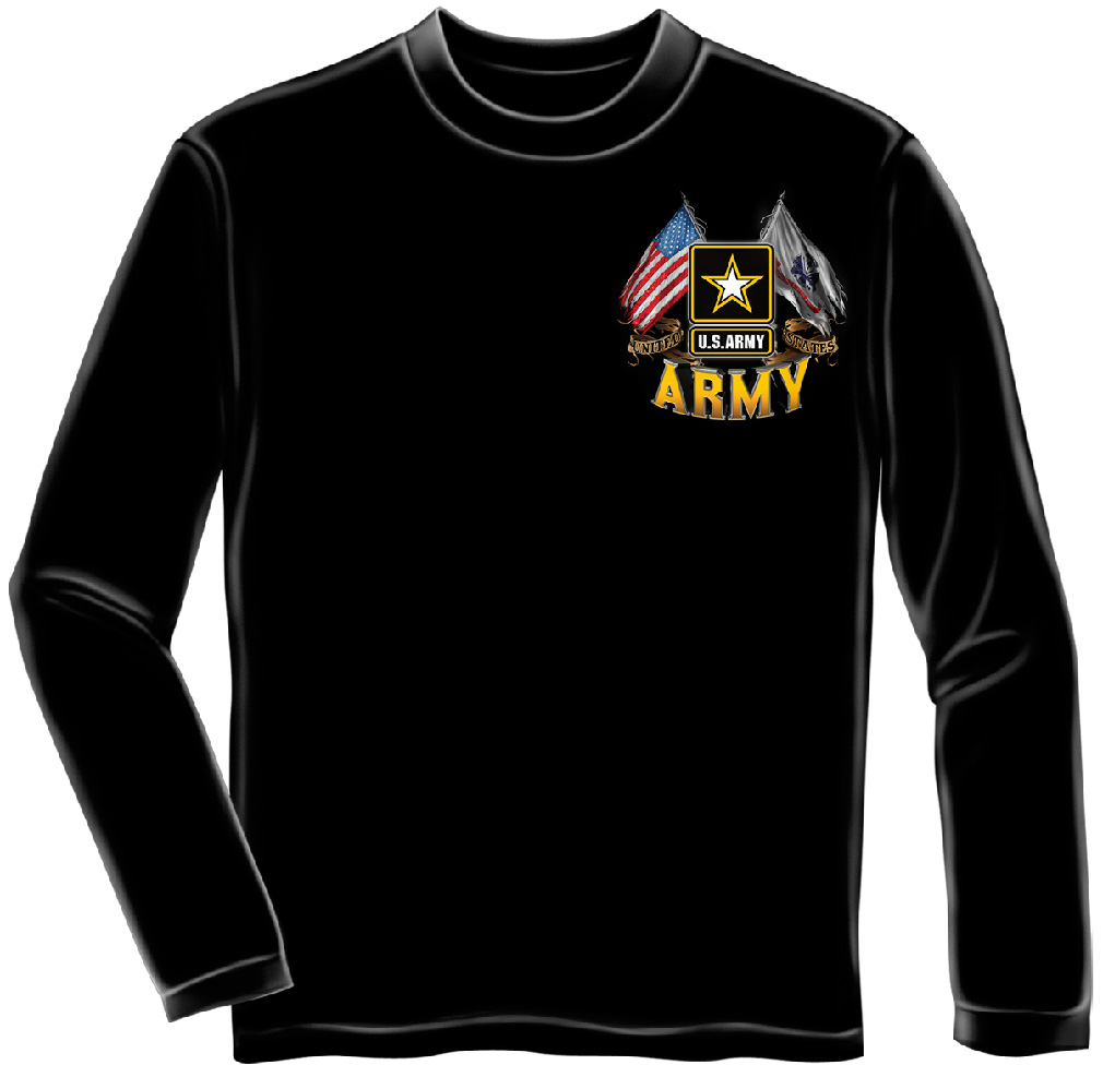 ARMY DOUBLE FLAG US ARMY LONG SLEEVE T-SHIRT | North Bay Listings