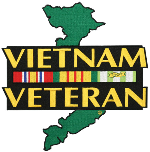 Vietnam Veteran With Ribbon And Green Map Large Die Cut Patch North