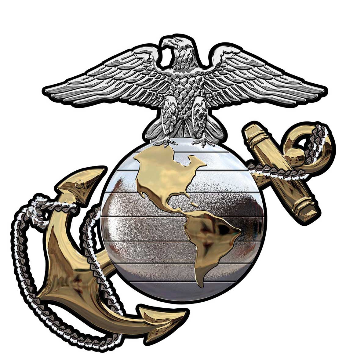 US Marine CORPS EGA (GOLD and Silver) All Metal Sign 16